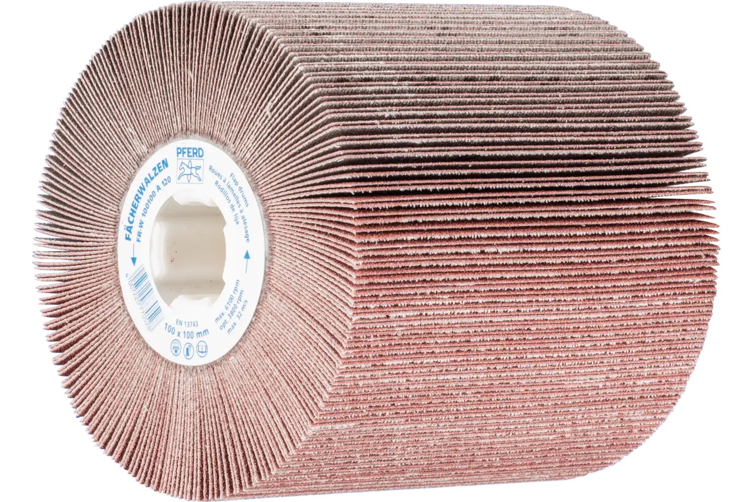 Picture of Pferd Flap Drum, 4" x 4, 3/4" Keyed Arbor, 120 Grit, Aluminum oxide